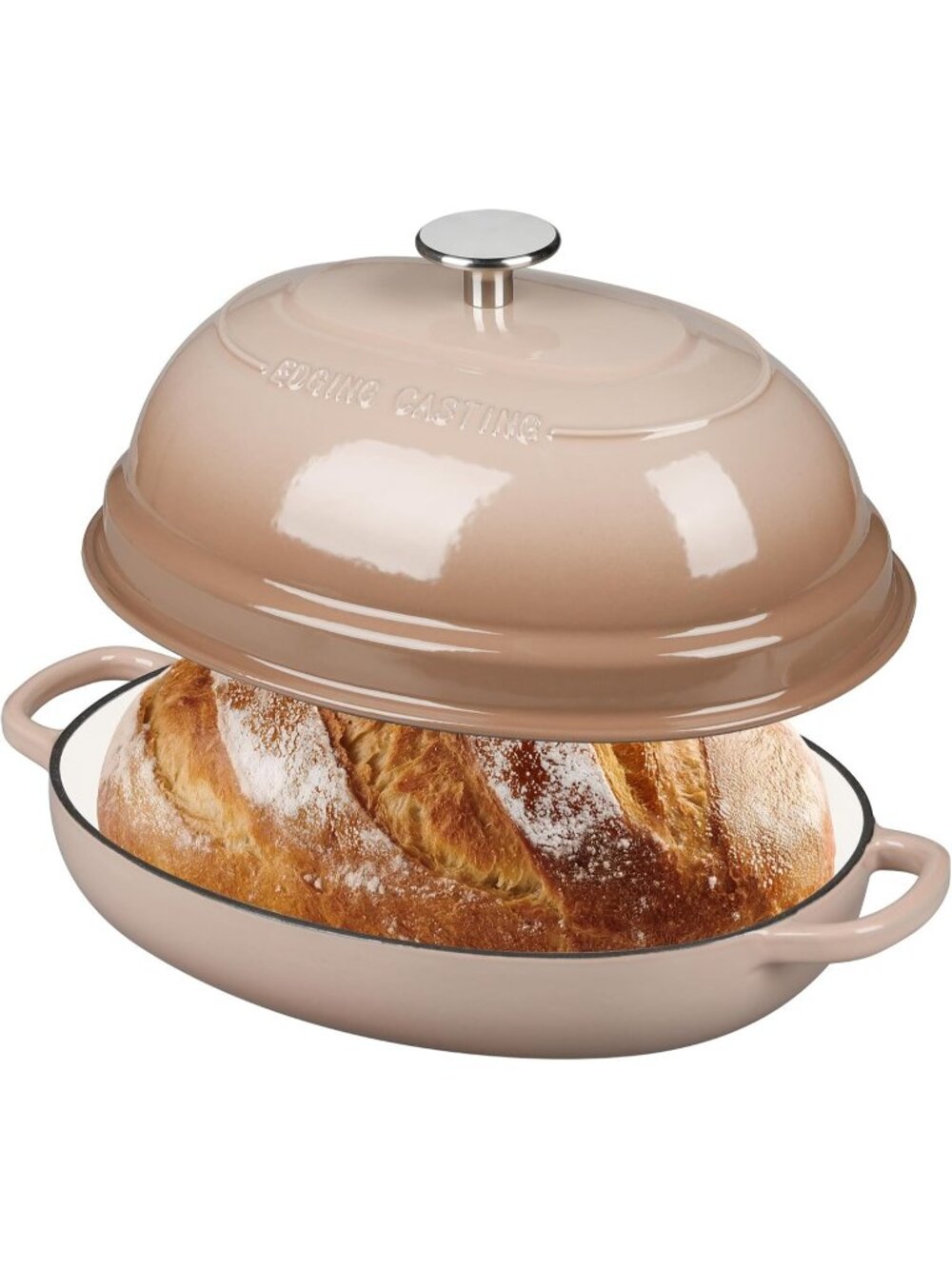 Mocha 6QT Oval Cast Iron Dutch Oven Pot with Lid Bread Dutch Oven Baking Pan